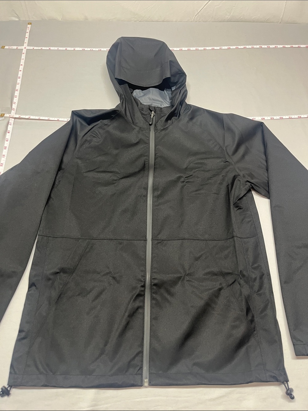 Men's Black Hooded Raincoat — Lightweight Waterproof Shell 1125